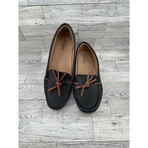 Clarks Collection Ultimate Comfort Black Leather Loafers Bow Detail 7M 26132888